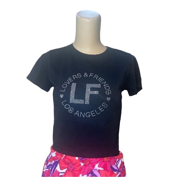 5/$20 MUST BUNDLE NWT REVOLVE x Lovers and Friends Christy Crystal Logo Tee - Picture 7 of 9